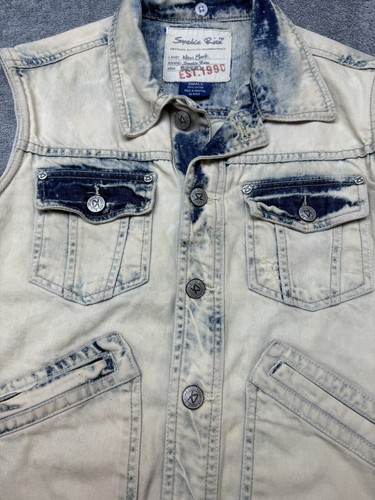 Men’s Smoke Rise Light Wash Denim Vest Size Small - Picture 4 of 8