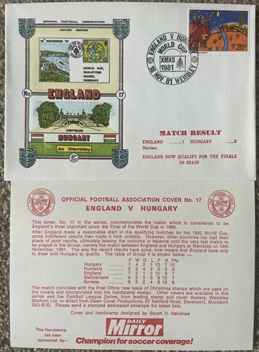 England v Hungary World Cup 1981 Dawn First Day Cover