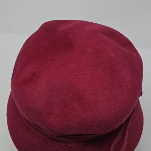 Rare Vintage 50s Originals by Lee Bury Dallas Hat Small Wool Felt Red USA - Picture 5 of 9