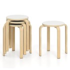Set of 4 18" Stacking Stool Round Dining Chair Backless Wood Home Decor White