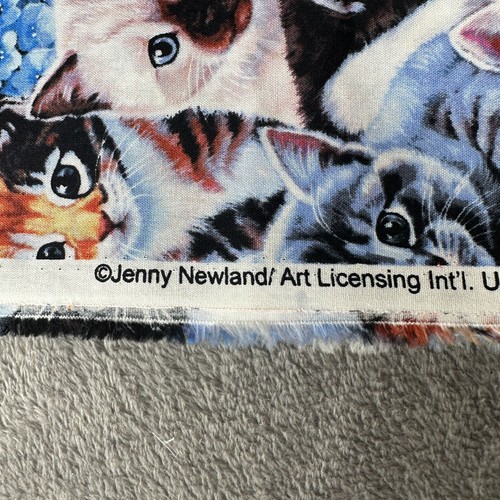 Curious Kitten & Flowers Jenny Newland Cotton Cat Fabric Quilting Crafts 2.75 Yd - Picture 2 of 9