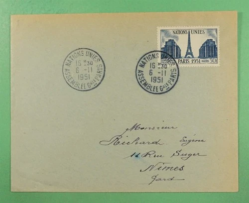 DR WHO 1951 FRANCE FDC UNITED NATIONS ASSEMBLY R44353