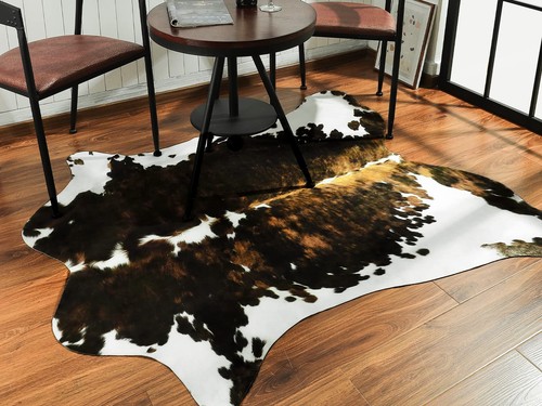 Alfombra de piel de vaca 6,2 x 5,2 pies, alfombras grandes de cuero de vaca para sala de estar duradera y N... - Imagen 5 de 9