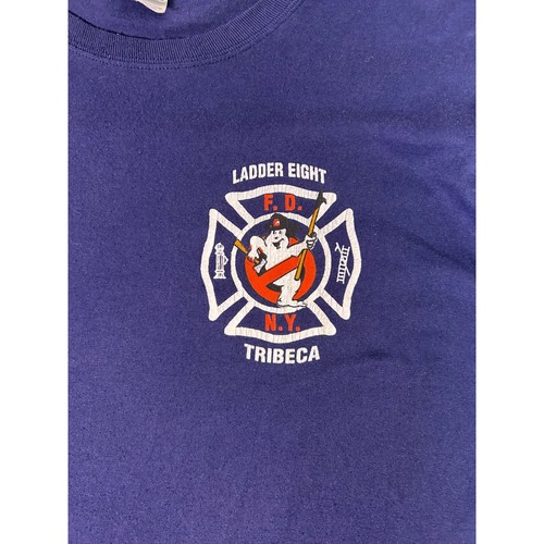 Vintage FDNY Ladder 8 Tribeca Ghostbusters Firefighter T-Shirt Mens XXL Navy - Picture 3 of 8
