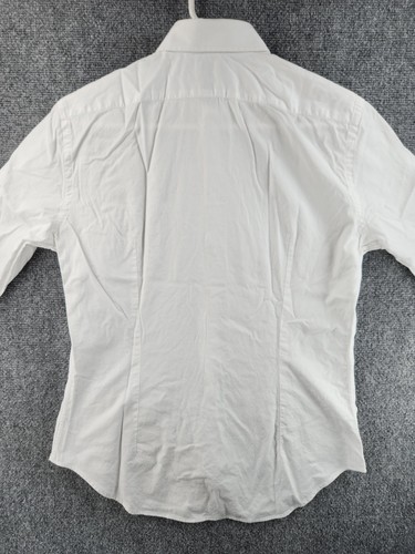Armani White Cotton Spandex 15.75 Slim Button Up Solid Designer Men Long Sleeve - Picture 16 of 17