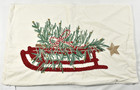 Pottery Barn Christmas Tree Sled Embroidered Ivory Lumbar Pillow Cover 16x26 NEW