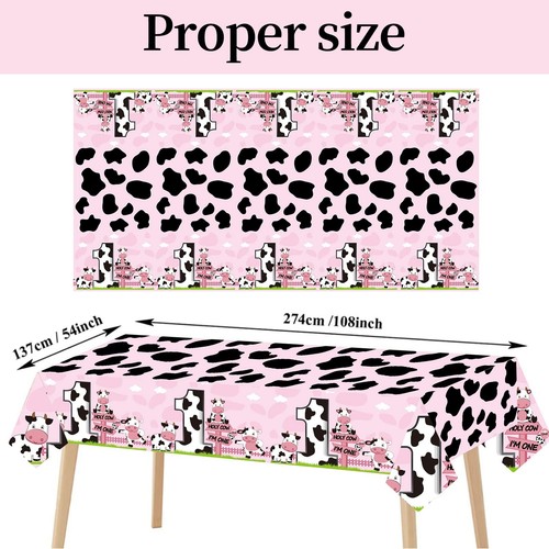 Tablecloth Cloth Cover 3 pack Holy Cow Im One Birthday Decorations Baby Girl ... - Picture 2 of 6