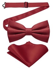 Maroon Bow Tie and Pocket Square Set for Men13