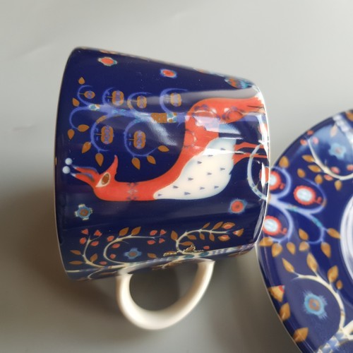 ittala Taika Vogel Keramik Kobalt Kaffeetasse & Untertasse 15cm Finnland Nordic Design - Bild 2 von 15