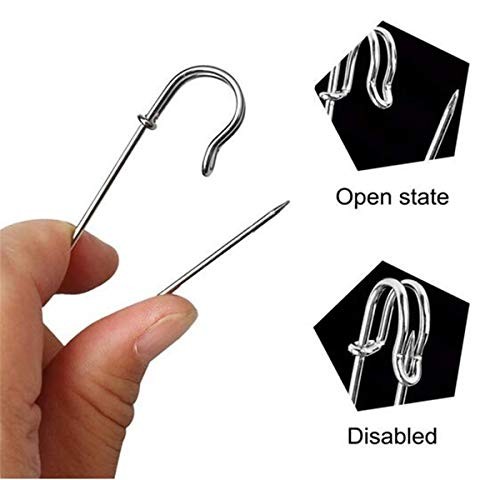 Pack of 30 Large Safety Pins, 2.76" Heavy Duty Blanket Pins Bulk Steel Spring - Picture 4 of 7