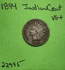 1894 Indian Head Cent / Penny 1c Vg Very Good
