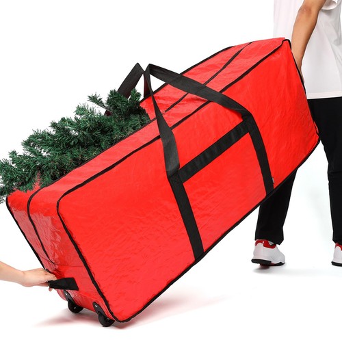 HOMEST Christmas Tree Storage Bag Fits 7.5ft Zippered Handles Wheels Red Only - Picture 1 of 6