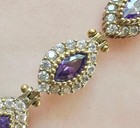 925 Tennis Yellow Bracelet Marquise Halo Genuine Amethyst Diamond 14K Gold on