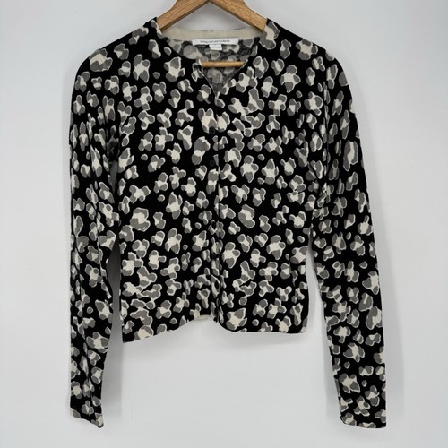 Diane Von Furstenberg Wool Cashmere Cardigan Animal Print Sweater Women's Small - Picture 1 of 8