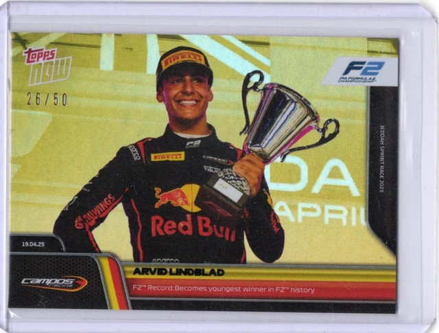 2025 Topps Now Formula 1 - Arvid Lindblad #032 Gold /50 (RC)