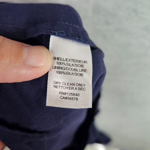 INTERMIX Women's Dark Navy 100% Silk Wide leg Split Pants Size P - Picture 6 of 9