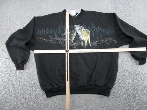Sudadera Henley de Colección Años 90 Art Unlimited Estampado Envolvente Lobo Para Hombres Talla 3XL - Imagen 5 de 13