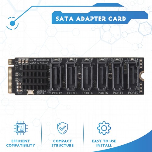 M.2 NVME PCI-E PCIE X4 X8 X16 to 6 Port 3.0 SATA Adapter Card Riser ASM11668730 - Afbeelding 5 van 7
