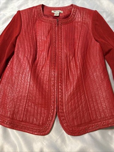 Chaqueta roja tejida de cuero NVGARD COLLECTION para mujer talla grande M 10-12 - Imagen 18 de 21