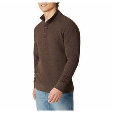 Eddie Bauer brown quilted henley sweater mens large classic fit preppy outdoor