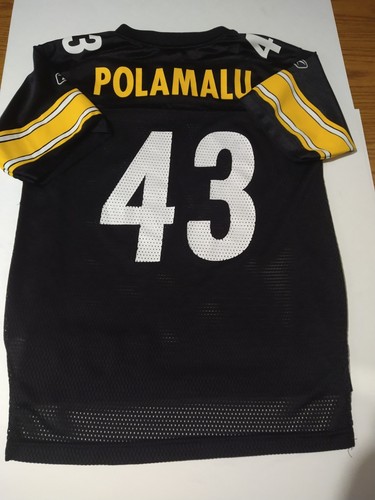 Vintage Reebok NFL Pittsburgh Steelers Troy Polamalu Jersey Youth Medium 10-12  - Afbeelding 6 van 6