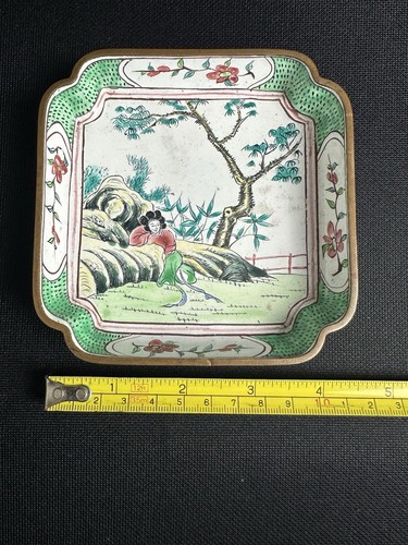 4.5 X 4.5” Vintage Chinese Famille Rose Porcelain Dish Qianlong Mark - Picture 11 of 11