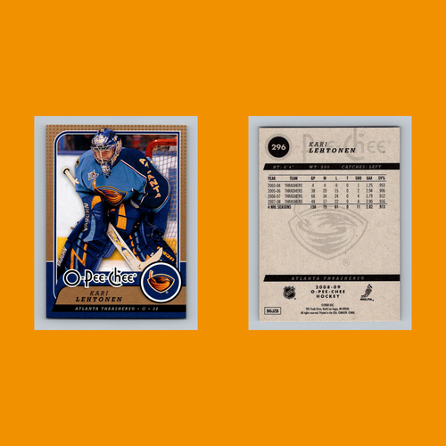 Kari Lehtonen #296 2008-09 O-Pee-Chee Atlanta Thrashers Hockey Card NHL - Picture 3 of 3