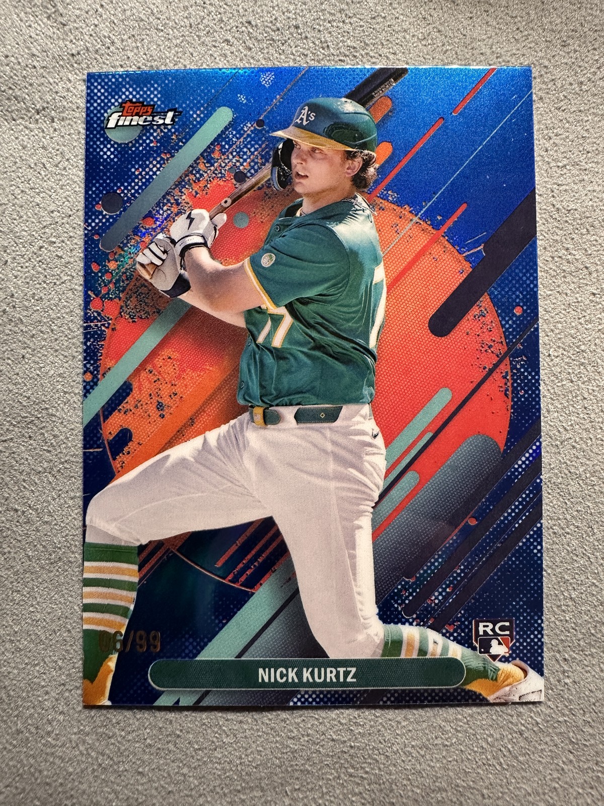 2025 Topps Finest #252 Nick Kurtz Blue #/99 Rare Athletics Rookie RC