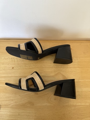 Sandalias sin cordones de bambú Bobbie-21 negras tejidas de rafia talla 7,5 - Imagen 4 de 8