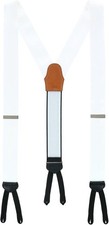 Trafalgar Sutton Solid Color Silk Formal Suspenders  Y-Back, White