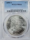 1890 S MORGAN DOLLAR PCGS MS64