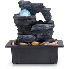 10.23 In. Electric Resin Waterfall Fountain with Multi-Layered Rock Design Spitt