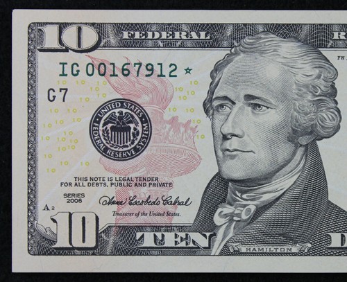 $10 2006 Star CU Federal Reserve Note IG00167912* ten dollar Chicago, 640K run 1 - Picture 1 of 3
