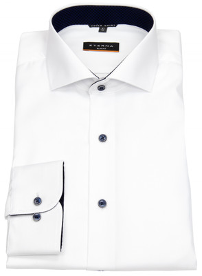 Eterna Hemd Slim Fit Cover Shirt Kontrastknöpfe weiß