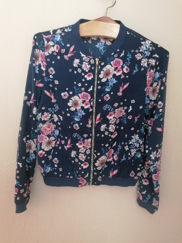 🌸 Tom Tailor leichter Blouson Bomber Jacke blau geblümt Mädchen Gr. 164 14