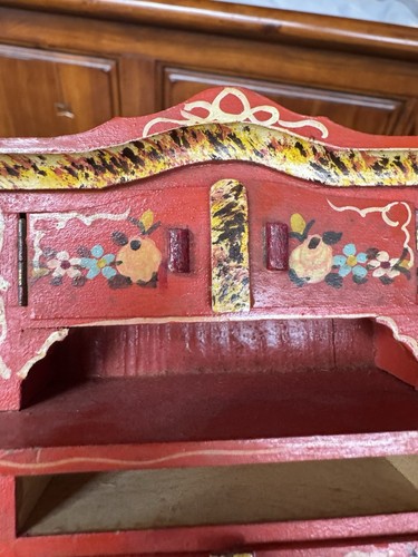 Vintage Dora Kuhn German Dollhouse Furniture - Red Hutch Cupboard - Picture 3 of 11
