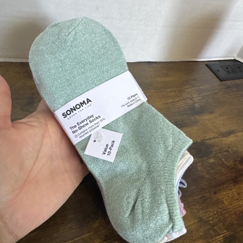 Sonoma Womens Socks 10-Pair The Everyday No Show Socks NEW Pastel Colors - Picture 5 of 5