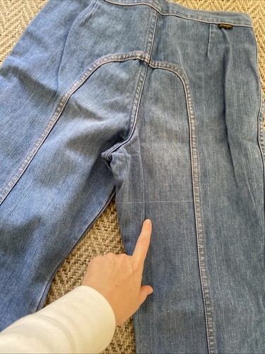 Vtg 70s Wrangler Saddleback Jeans Front Wide Leg Bell Bottom Curved Stitch 31/31 - Picture 9 of 10