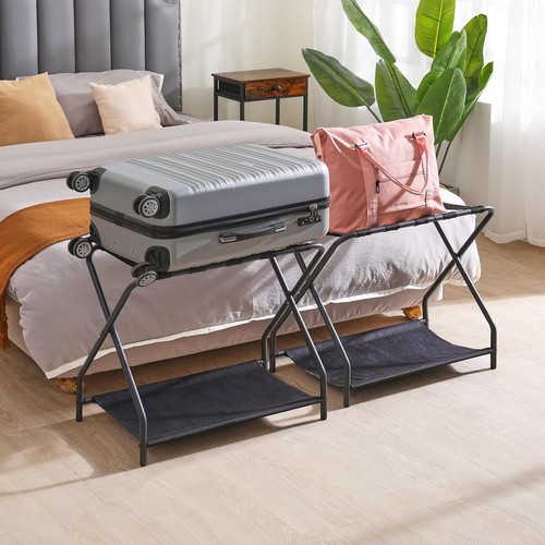 Porte Bagages, Lot de 2, Porte-Valises Pliables pour Chambre d'Hôtes, Noir - Photo 4/7