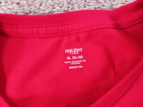 Holiday Time Girls XL 14-16 Long Sleeve ShirtRed T-Rex Santa Hat - Picture 9 of 17