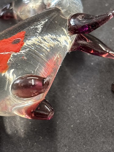 Murano Hand Blown/ Art Glass /Red/brown Translucent/Sitting Cats /(3) - Picture 24 of 24