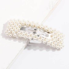 Molletta Quadrata Con Perle Celeste 1 Pezzo