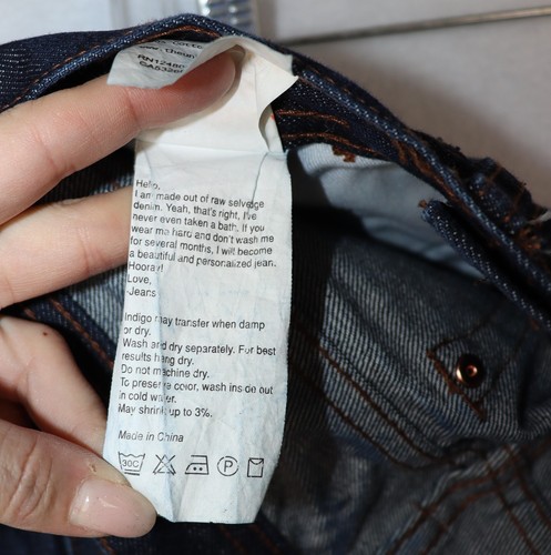 Jeans sin marca UB201 para hombre 29x28 índigo crudo 14,5 oz ribete denim cónico - Imagen 12 de 14