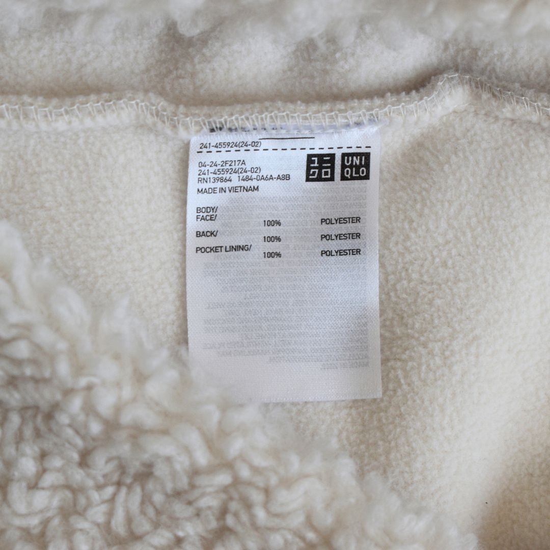 UNIQLO Women's Cream Teddy Coat Size S thumbnail 6