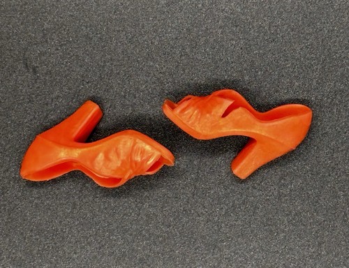 Sandalo scarpe platform vintage Mego Cher Farrah Fawcett anni 70 arancione corallo LEGGI - Foto 6 di 10