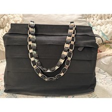 VINTAGE FERRAGAMO LARGE CHAIN LINK CANVAS TOTE BAG