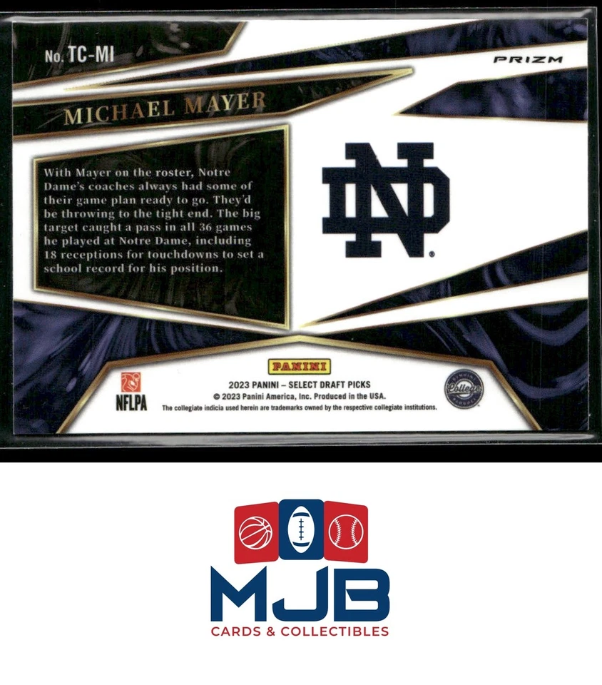 2023 Panini Select Draft Picks Michael Mayer Turbocharged Silver Prizm #TC-MI - Image 2 of 2