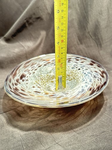 Vintage Mid CenturyMurano Swirl Brown Flecks Art Glass Vase Bowl Trinket Dish - Picture 20 of 23