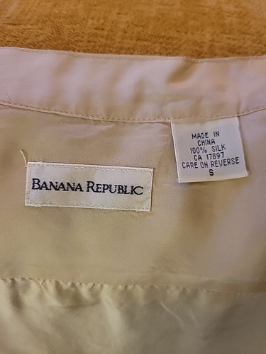 Banana Republic Pleated Tuxedo Vintage 90s Champagne Mandarin S Oversize Shirt - Picture 6 of 11