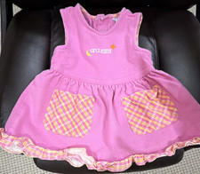 GUESS Pink Girls dress Sleeveless Dress 18 months Plaid Pockets Ruffle preowned